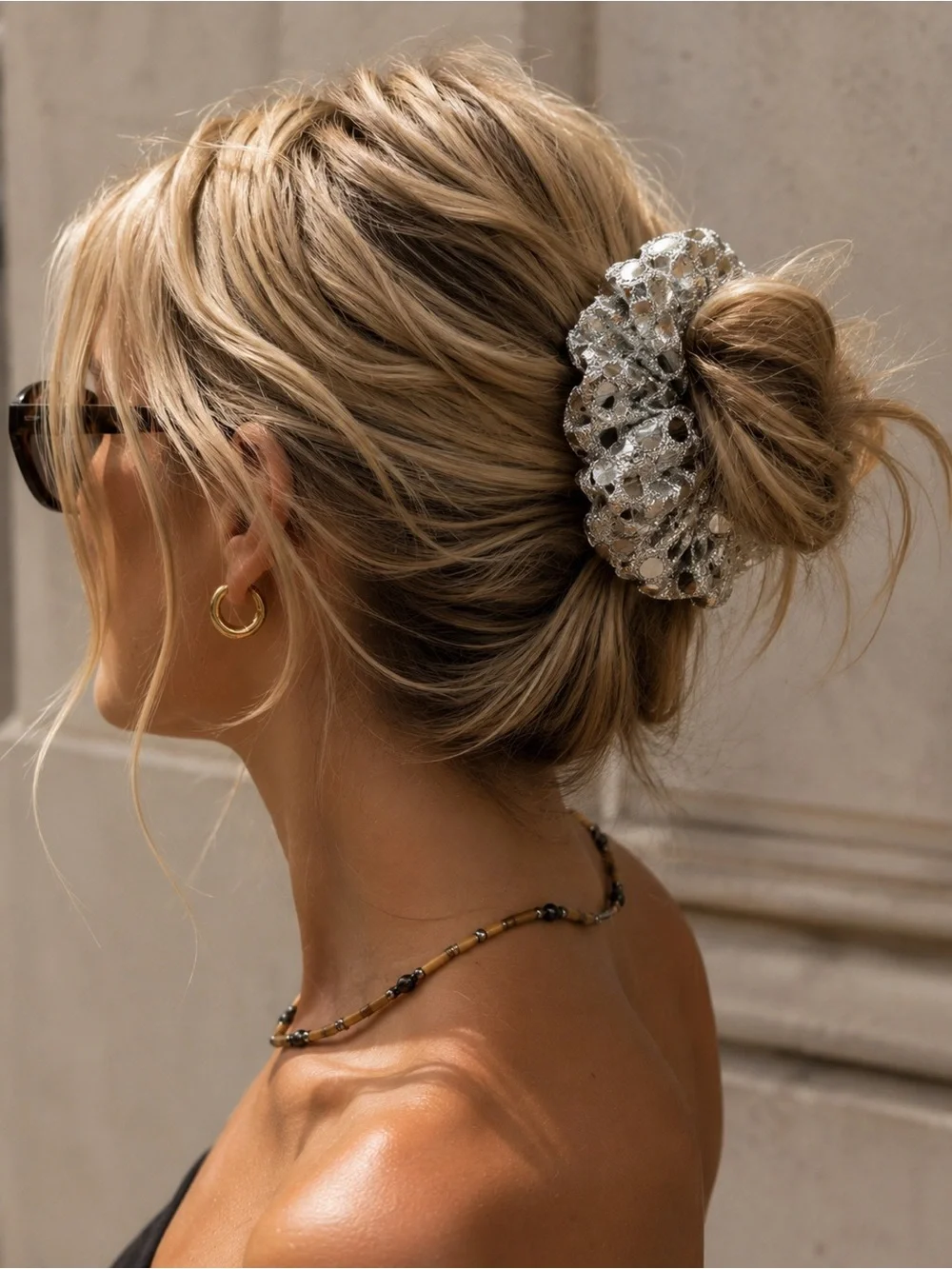 Silver Sequin Scrunchie Y2K
